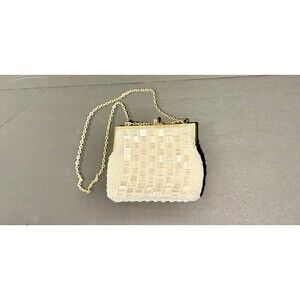 Mister Ernest White Vintage Beaded Evening Bag White Bridal purse crossbody